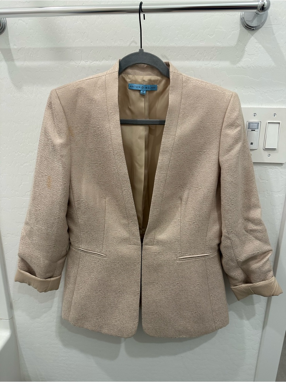 Antonio Melani Women's Cream Textured Open-Front Blazer
